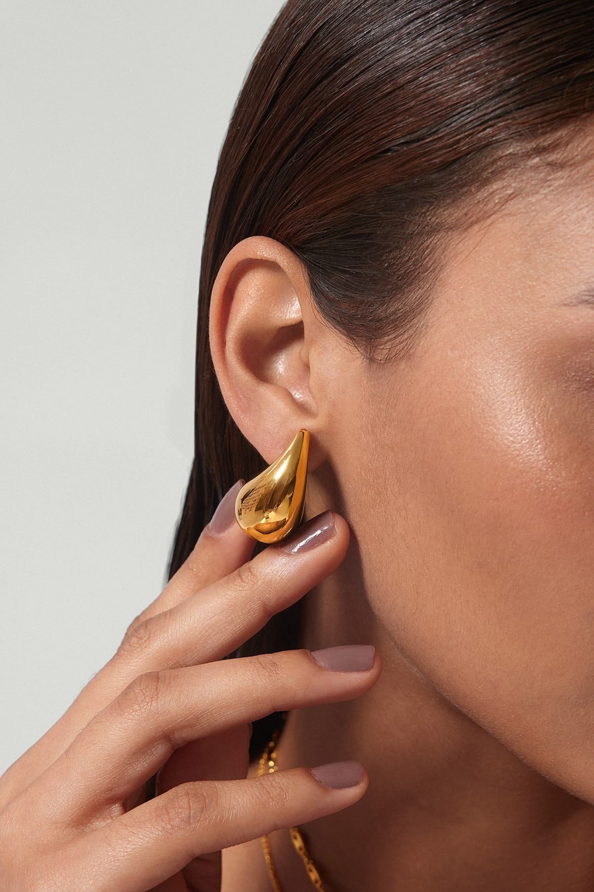 Gold-Plated Teardrop Statement Earrings