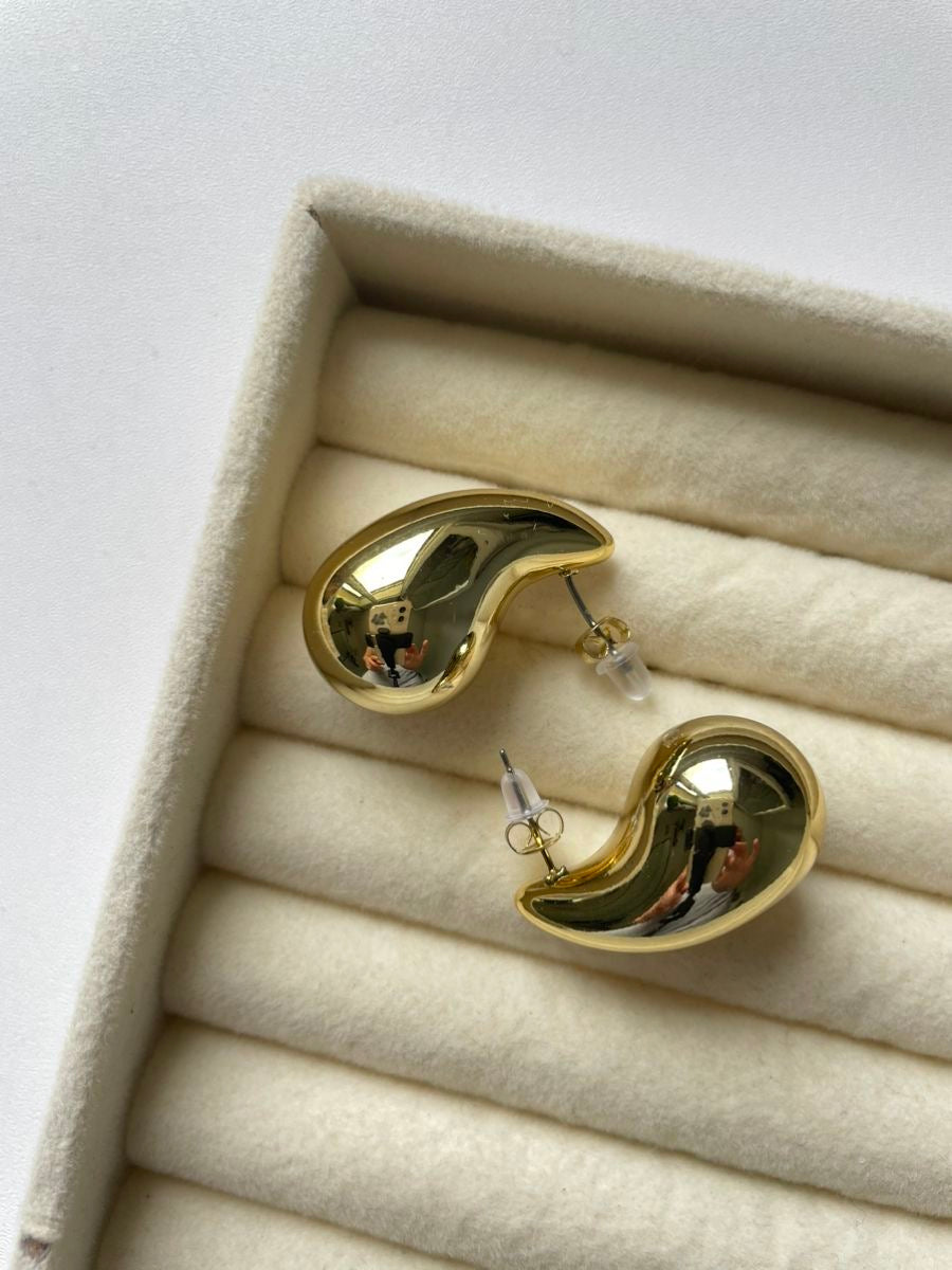 Gold-Plated Teardrop Statement Earrings