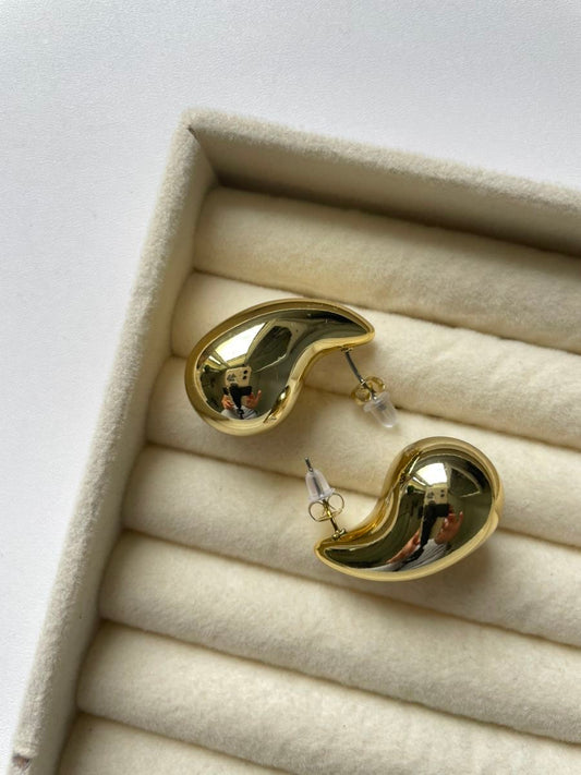 Gold-Plated Teardrop Statement Earrings