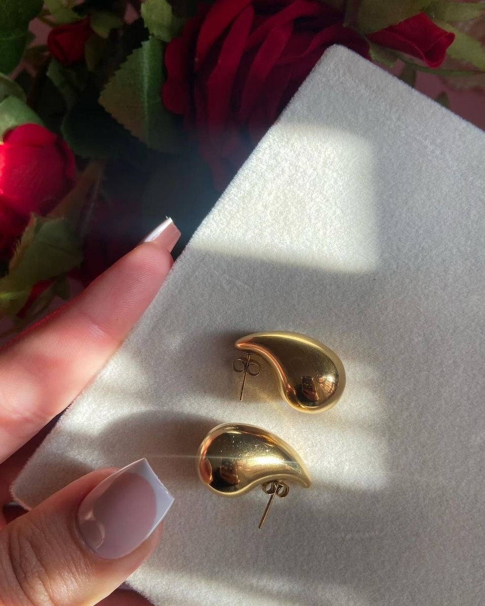 Gold-Plated Teardrop Statement Earrings