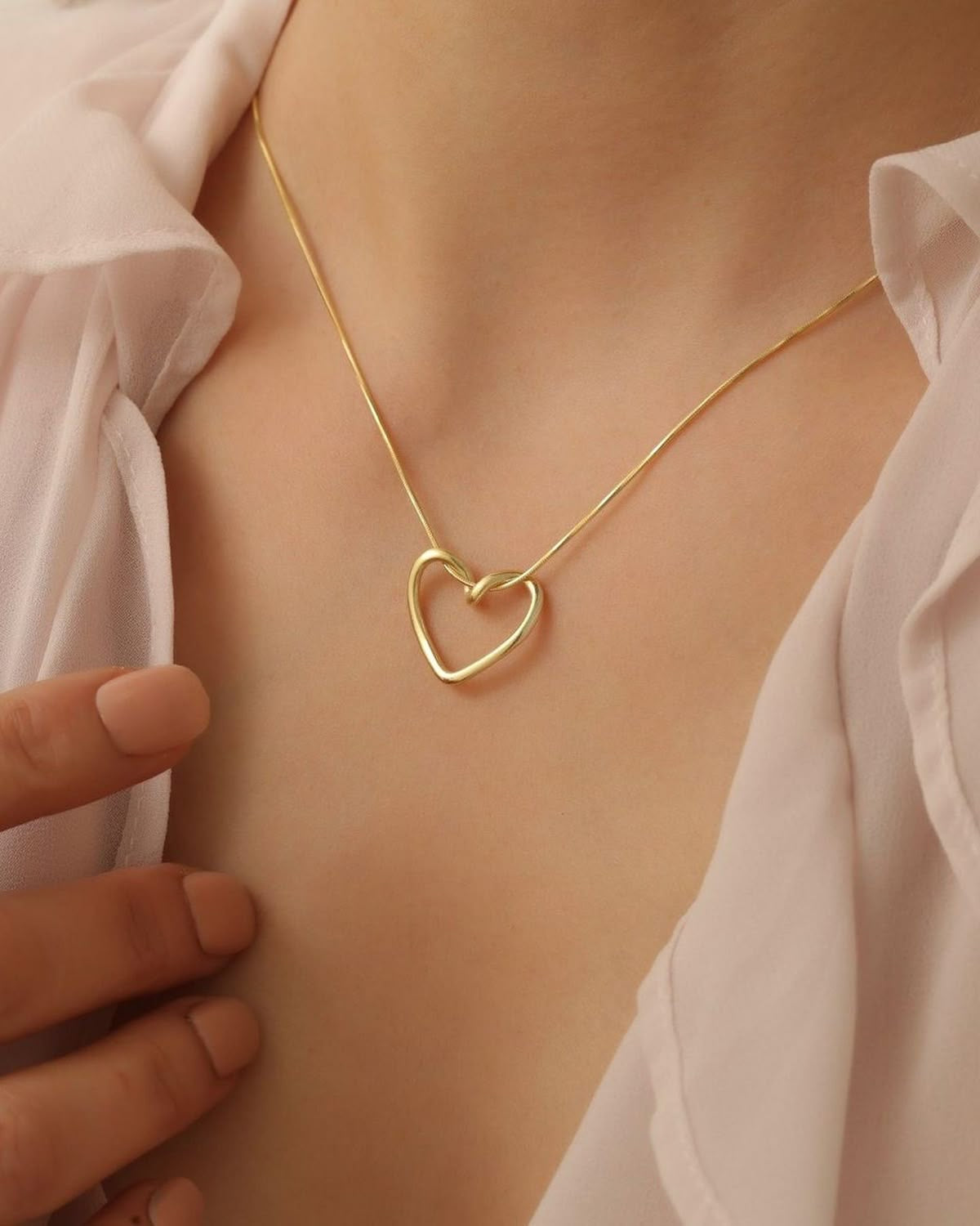 Gold Heart Anti Tarnish Pendant Necklace